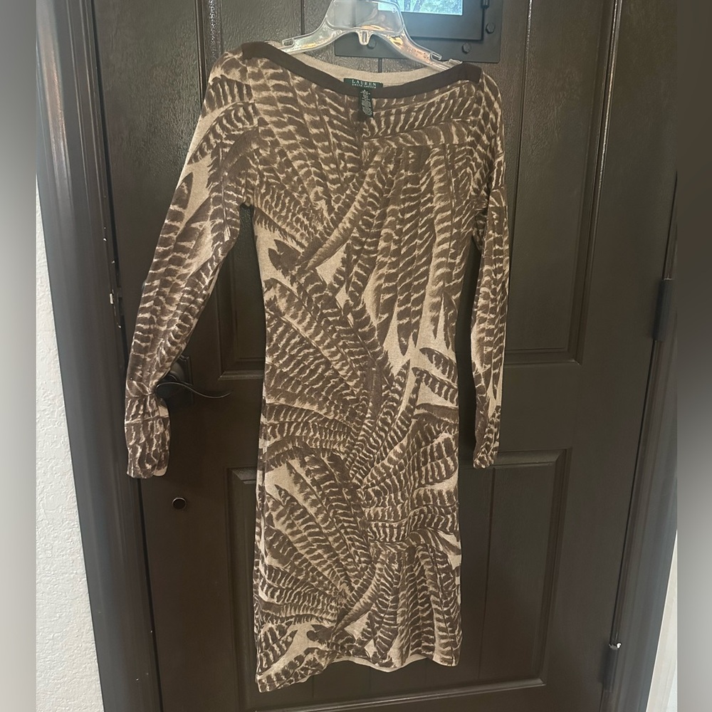 Ralph Lauren feathers Print Midi Dress cashmere & silk blend